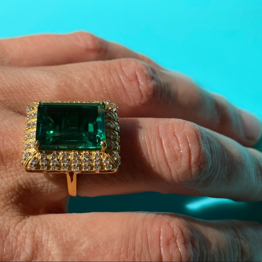 Emerald Inspired Statement Ring With Zirconia - image 6